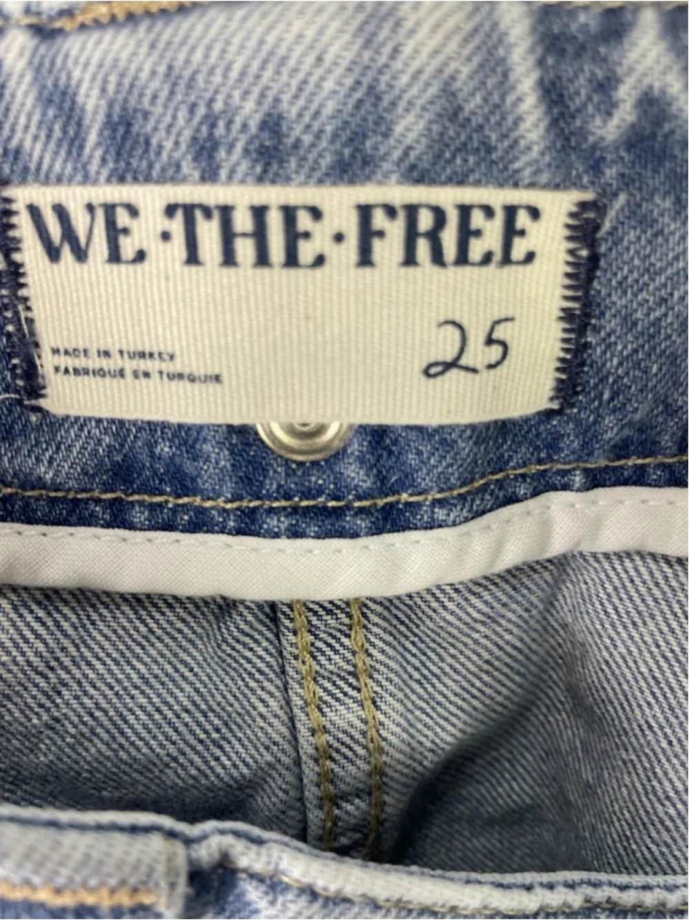 We The Free Skirt Womens 25 Blue Denim A Line Low Rise Side Zip Mini Light Wash